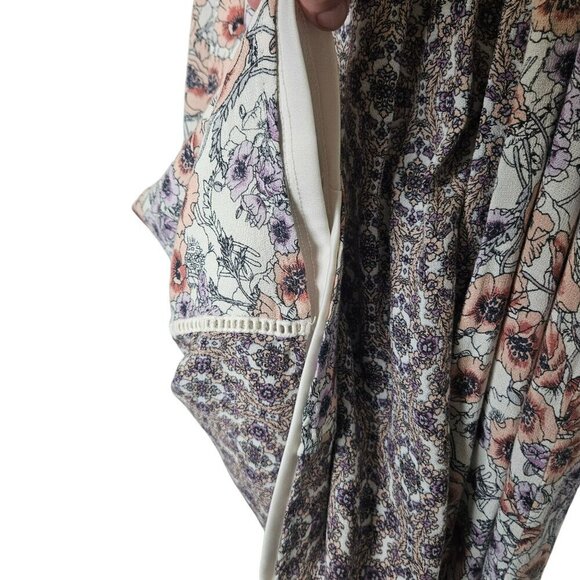 Clover + Scout S Boho‎ Floral Lace Panel Tunic size S Rayon Cotton Purple Cream - Picture 9 of 10